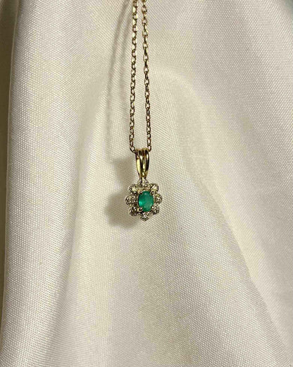 Pendentif émeraude &amp; diamants &quot;Amanda&quot; - Elliade Paris