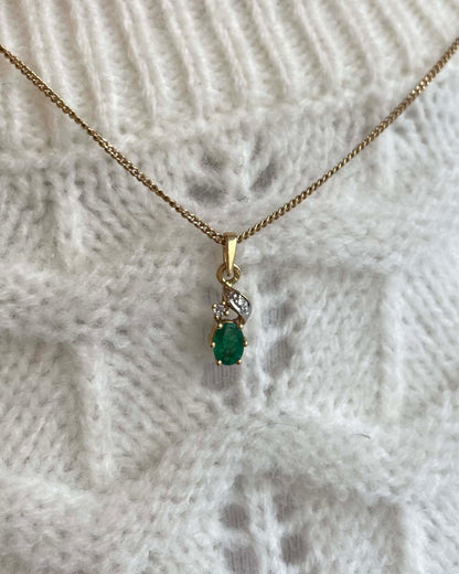 Pendentif Vintage Émeraude &amp; Diamants &quot;Lina&quot;