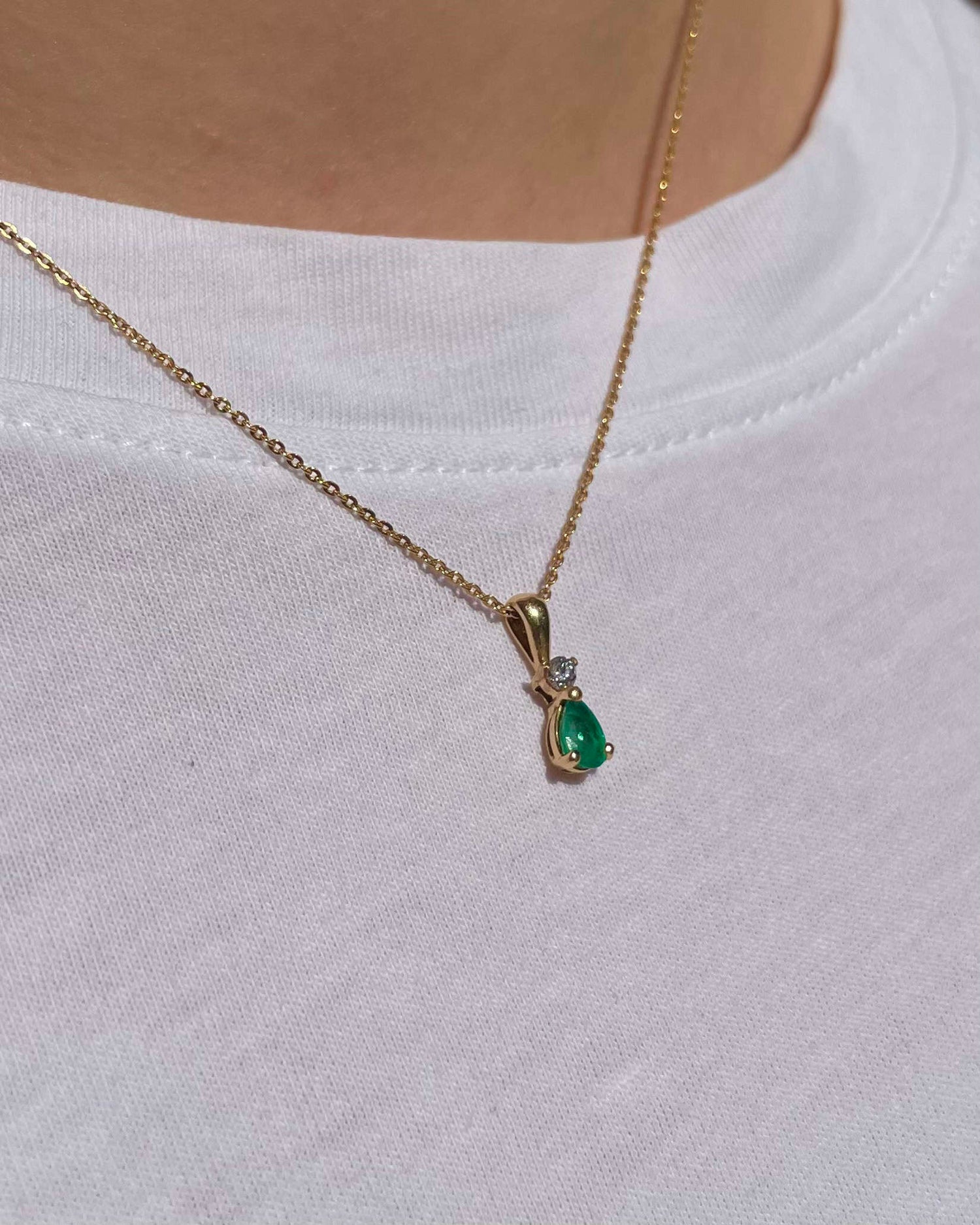 Pendentif Émeraude et Diamant &quot;Célia&quot;