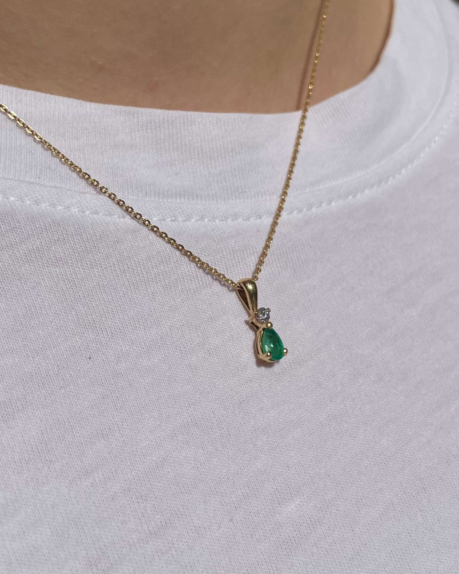 Pendentif Émeraude et Diamant &quot;Célia&quot; - Elliade Paris