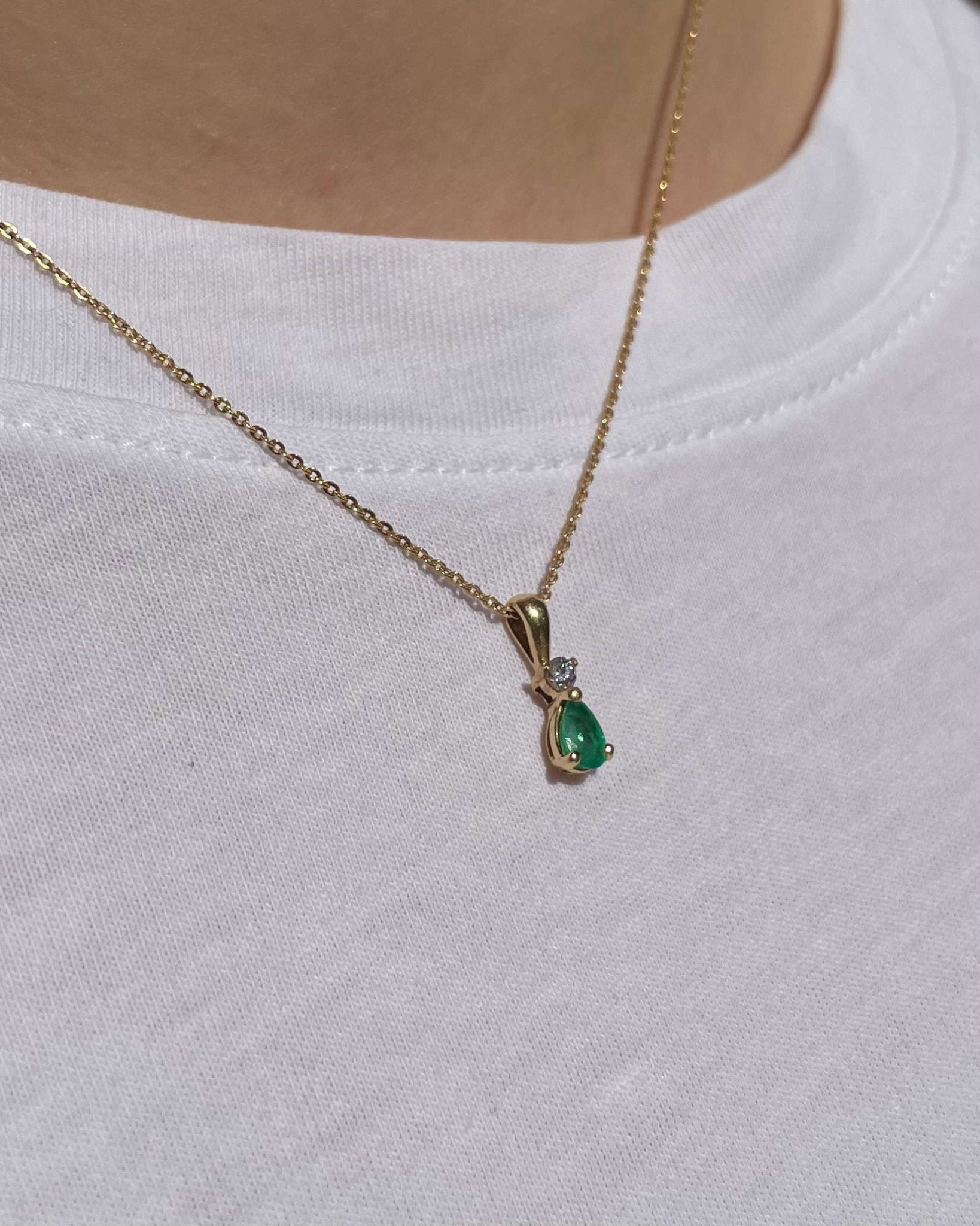 Pendentif Émeraude et Diamant &quot;Célia&quot; - Elliade Paris