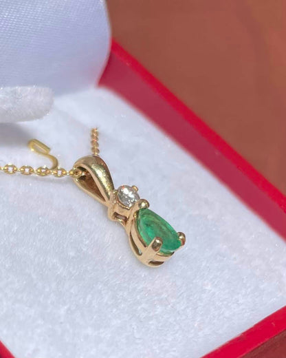 Pendentif Émeraude et Diamant &quot;Célia&quot; - Elliade Paris