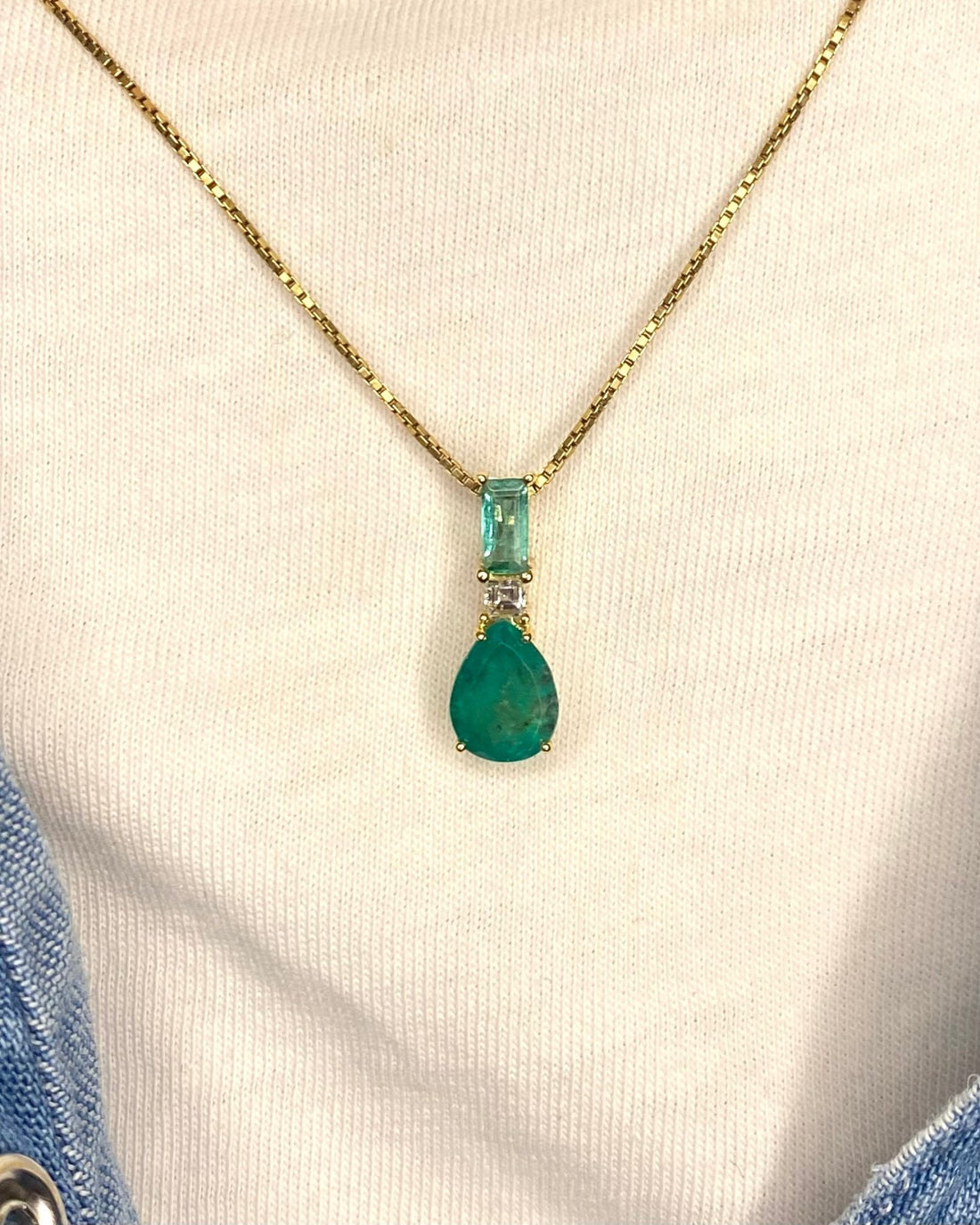 Pendentif Émeraudes 1.59 carat &amp; Diamant "Erika" - Elliade Paris