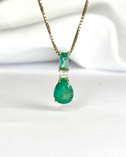 Pendentif Émeraudes 1.59 carat &amp; Diamant "Erika" - Elliade Paris