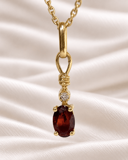 Pendentif Grenat Almandin 0.60 carat &amp; Diamant "Baptiste" - Elliade Paris
