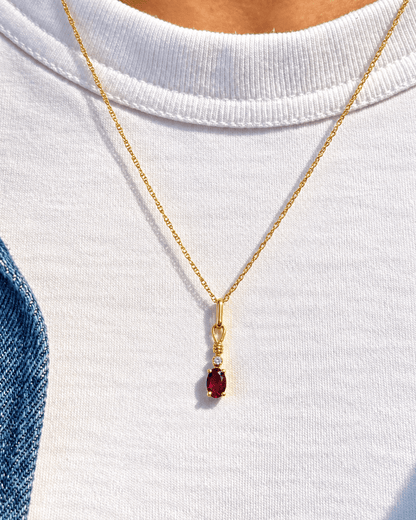 Pendentif Grenat Almandin 0.60 carat &amp; Diamant "Baptiste" - Elliade Paris