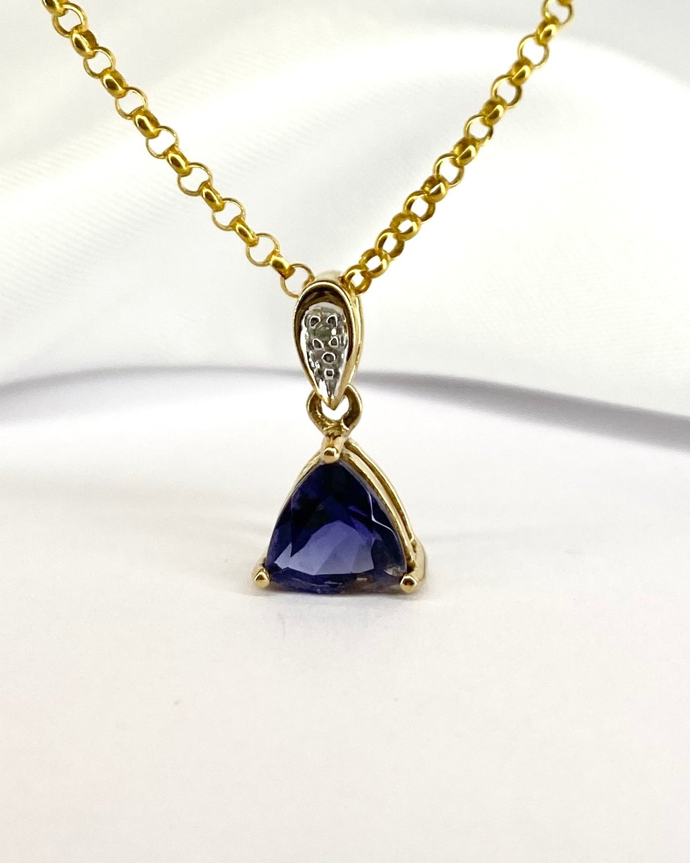 Pendentif Iolite 1.26 carat &amp; Diamant "Oceane" - Elliade Paris