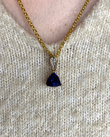 Pendentif Iolite 1.26 carat &amp; Diamant &quot;Oceane&quot; - Elliade Paris