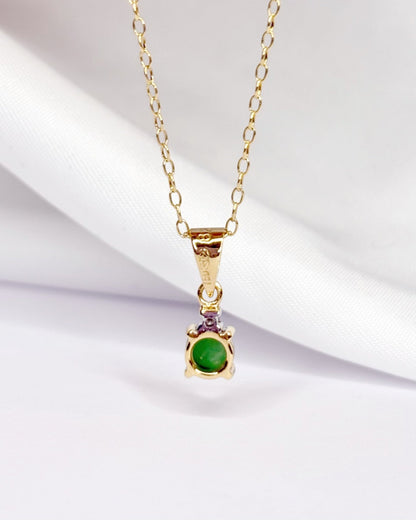 Pendentif Jade 0.45 carat &amp; Diamant "Nadia" - Elliade Paris
