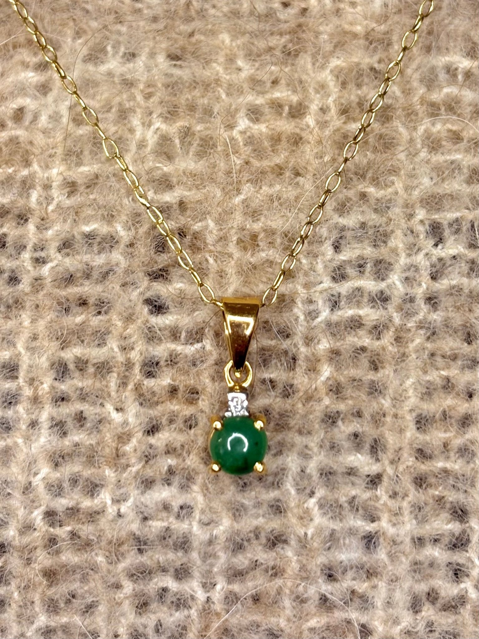 Pendentif Jade 0.45 carat &amp; Diamant "Nadia" - Elliade Paris