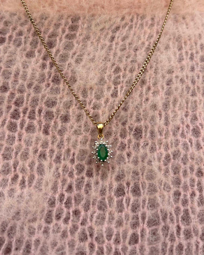 &quot;Isaure&quot; Emerald &amp;amp; Diamond Daisy Pendant