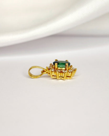 Pendentif Marguerite Émeraude 0.49 carat &amp; Diamants 0.20 carat "Sophie" - Elliade Paris