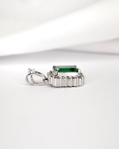 Pendentif Marguerite Émeraude 0.92 carat &amp; Diamants 0.23 carat "Cassie" - Elliade Paris