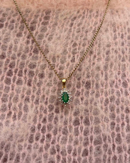 Pendentif Marguerite Emeraude &amp; Diamants &quot;Isaure&quot; - Elliade Paris