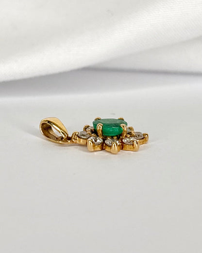 Pendentif Marguerite Émeraude &amp; Diamants "Maïa" - Elliade Paris