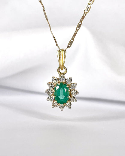 Pendentif Marguerite Émeraude &amp; Diamants "Ruth" - Elliade Paris