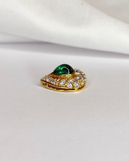 Pendentif Marguerite Poire Émeraude 0.80 carat &amp; 21 Diamants "Sarah" - Elliade Paris
