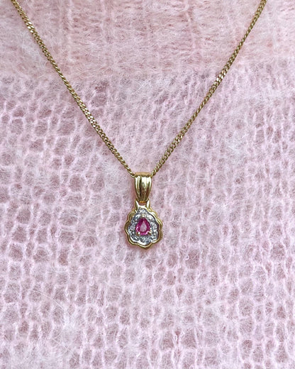 Pendentif Marguerite Rubis 0.40 Carat &amp; Diamants &quot;Rosie&quot; - Elliade Paris