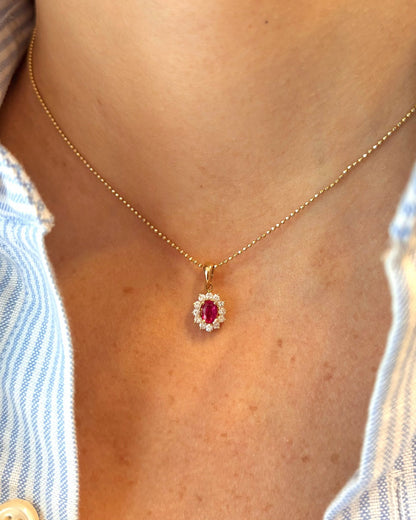 Pendentif Marguerite Rubis &amp; Diamants "Baya" - Elliade Paris