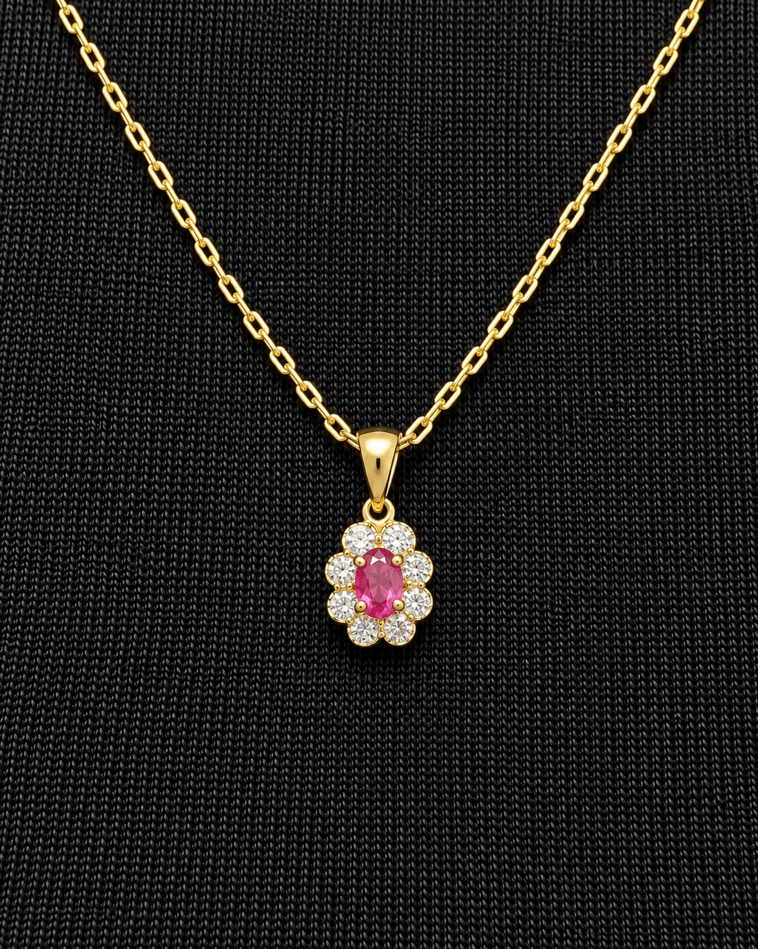 Pendentif Marguerite Rubis &amp; Diamants "Claudine" - Elliade Paris