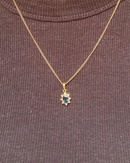 Pendentif Marguerite Saphir 0.60 carat &amp; Diamants "Shella" - Elliade Paris