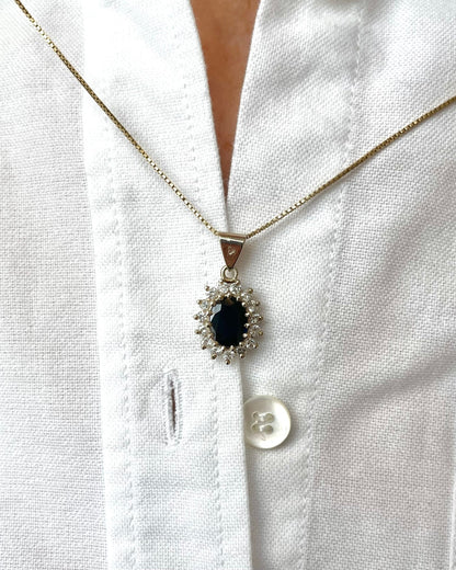 Pendentif Marguerite Saphir 1.65 carat &amp; Diamants 0.35 carat "Aby" - Elliade Paris