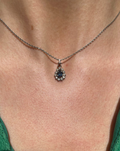 Pendentif Marguerite Saphir &amp; diamants &quot;Eliane&quot; - Elliade Paris