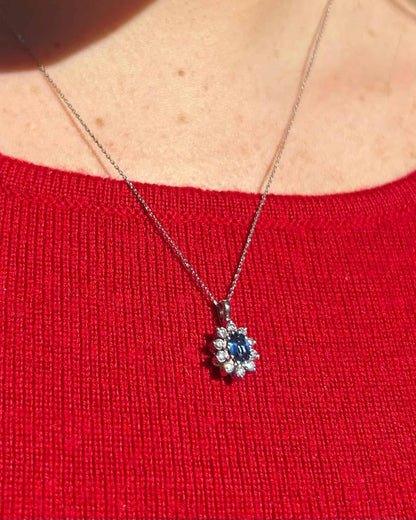 Pendentif Marguerite Saphir &amp; Diamants &quot;Maéla&quot; - Elliade Paris