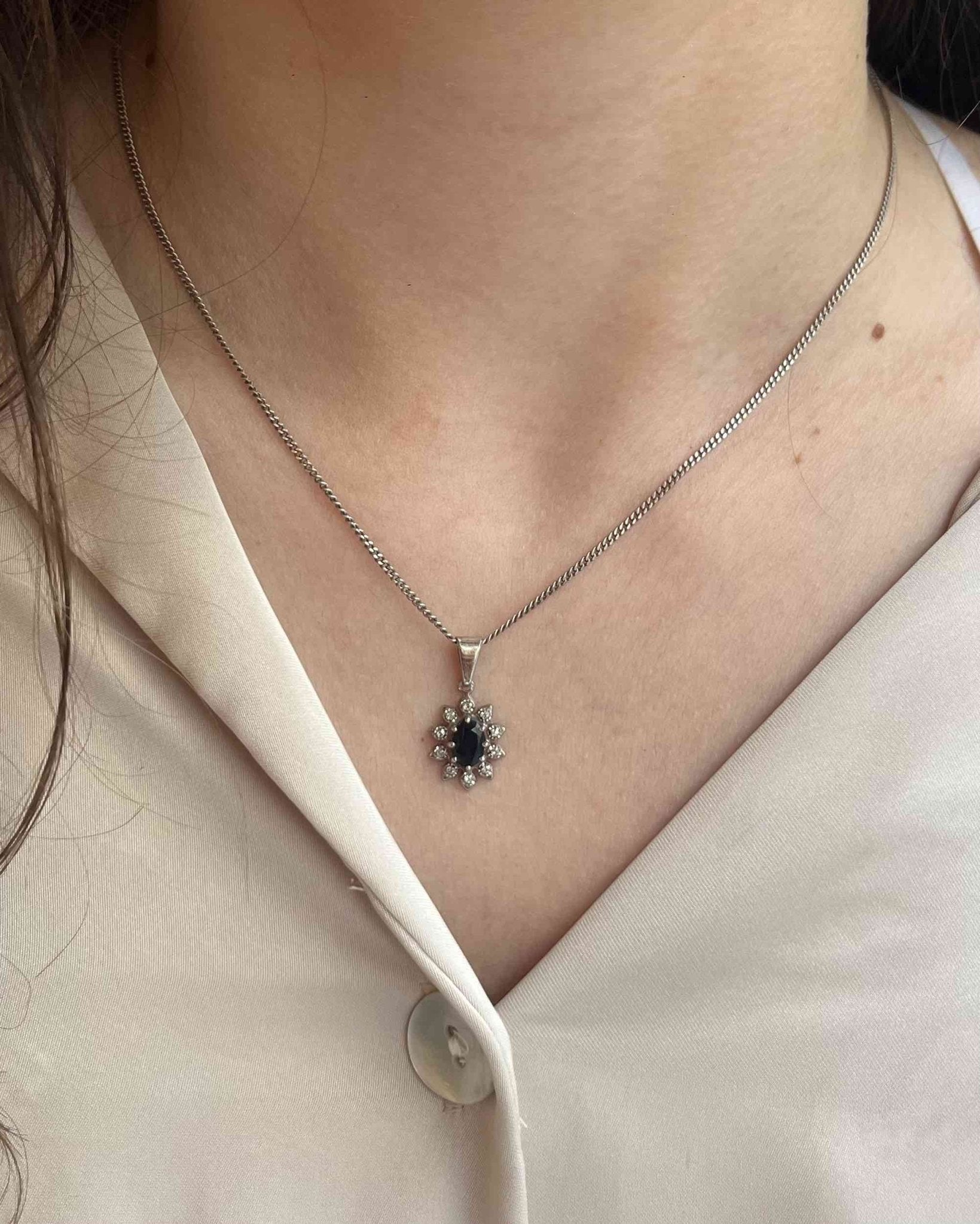 Pendentif Marguerite Saphir &amp; Diamants "Margaux" - Elliade Paris