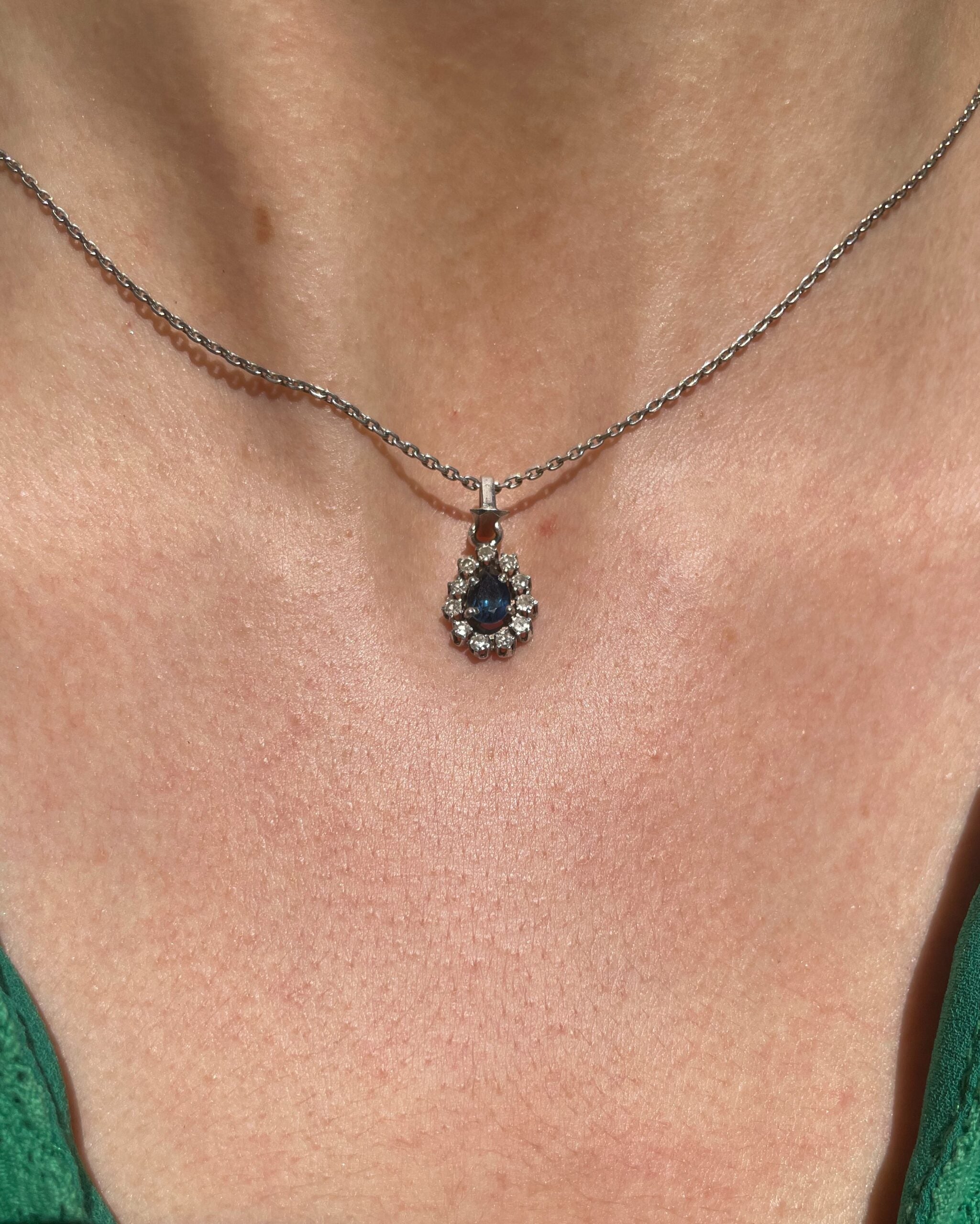 Pendentif Marguerite Saphir &amp; diamants &quot;Eliane&quot;