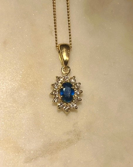 Pendentif Marguerite Saphir &amp; Diamants &quot;Veronica&quot;