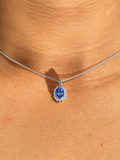 Pendentif Marguerite Tanzanite 1.15 carat &amp; Diamants "Julie" - Elliade Paris