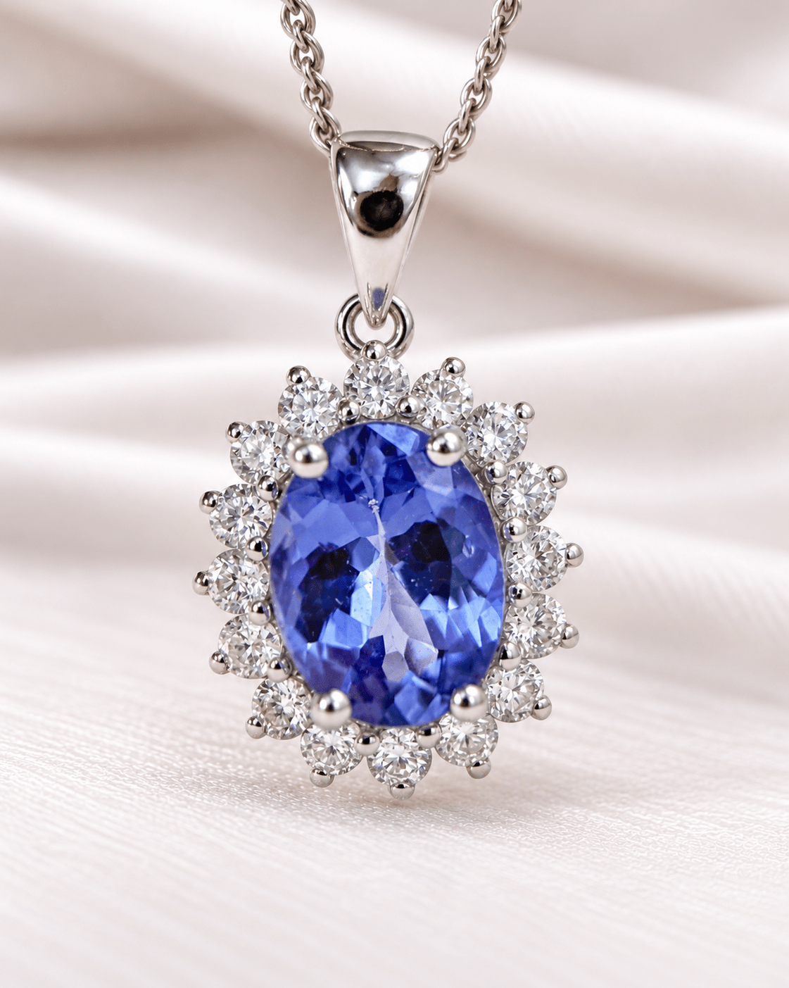Pendentif Marguerite Tanzanite 1.15 carat &amp; Diamants "Julie" - Elliade Paris