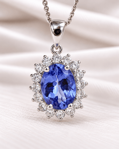 Pendentif Marguerite Tanzanite 1.15 carat &amp; Diamants "Julie" - Elliade Paris