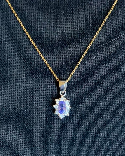 Pendentif Marguerite Tanzanite &amp; 8 Diamants &quot;Léonie&quot; - Elliade Paris