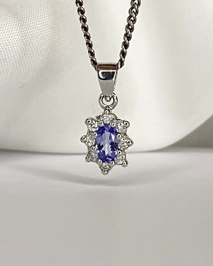 Pendentif Marguerite Tanzanite &amp; 8 Diamants &quot;Léonie&quot; - Elliade Paris