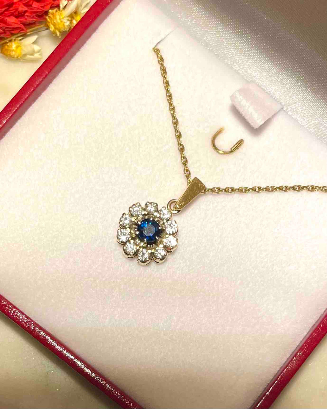 &quot;Justine&quot; Sapphire &amp;amp; Diamond Daisy Pendant