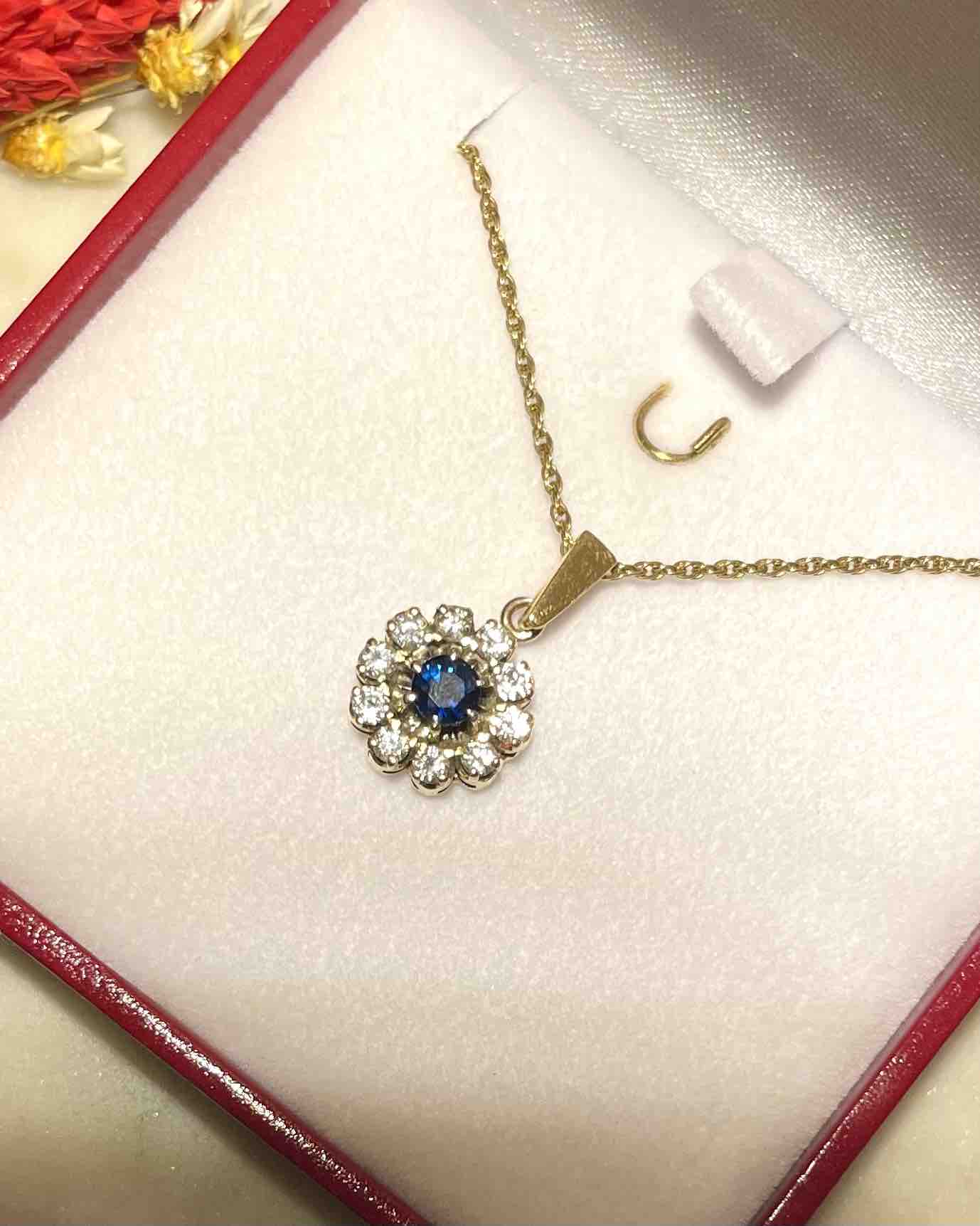 "Justine" Sapphire &amp;amp; Diamond Daisy Pendant
