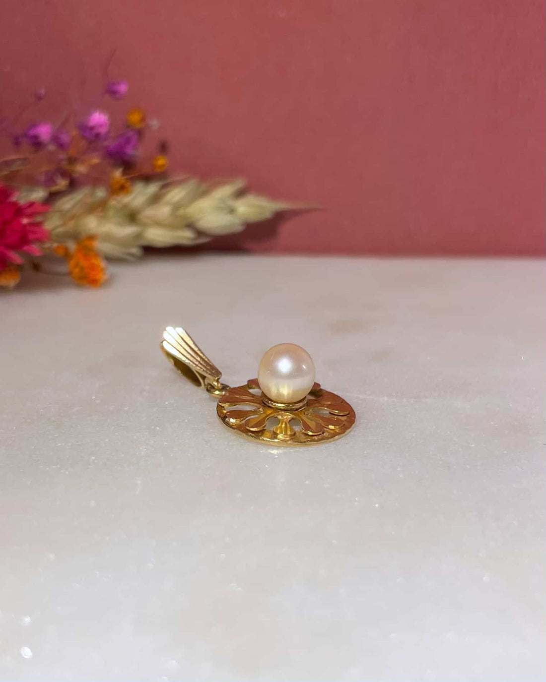 Pendentif Vintage Perle & Or "Mila"