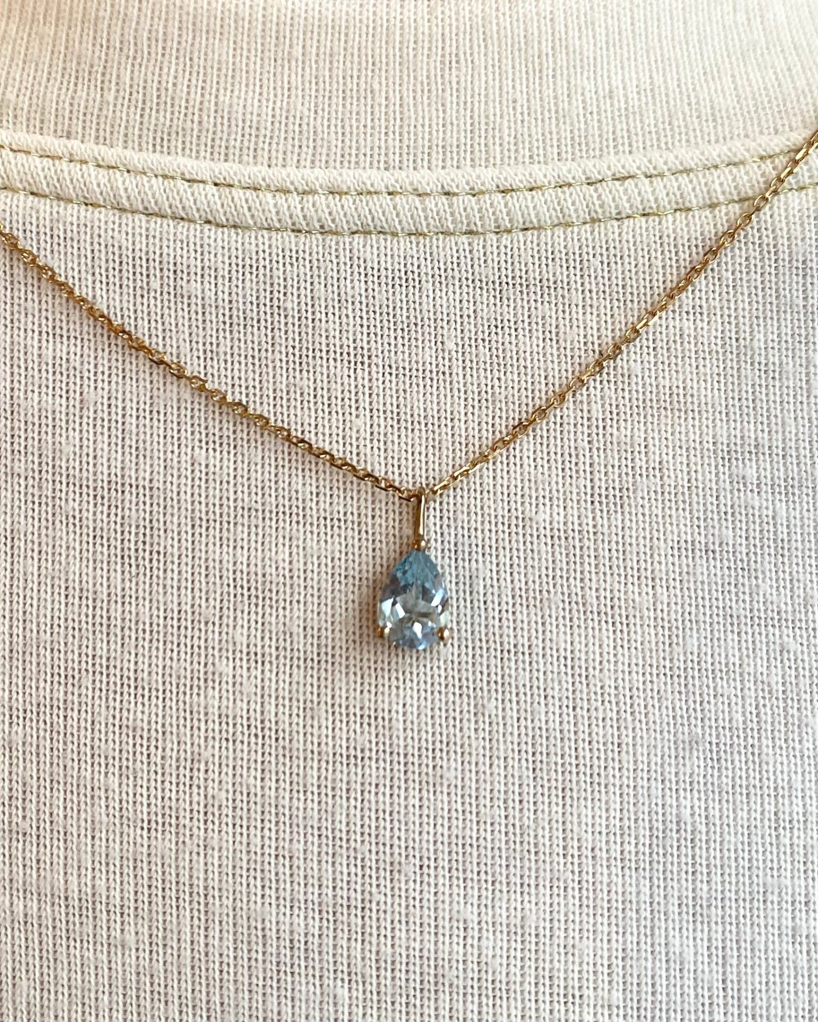 Pendentif Poire Aigue - Marine 0.55 carat &quot;Cheyanne&quot; - Elliade Paris