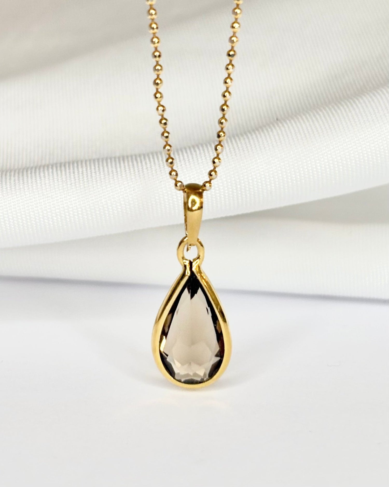 Pendentif Poire Quartz Fumé 1.82 carat "Mia" - Elliade Paris