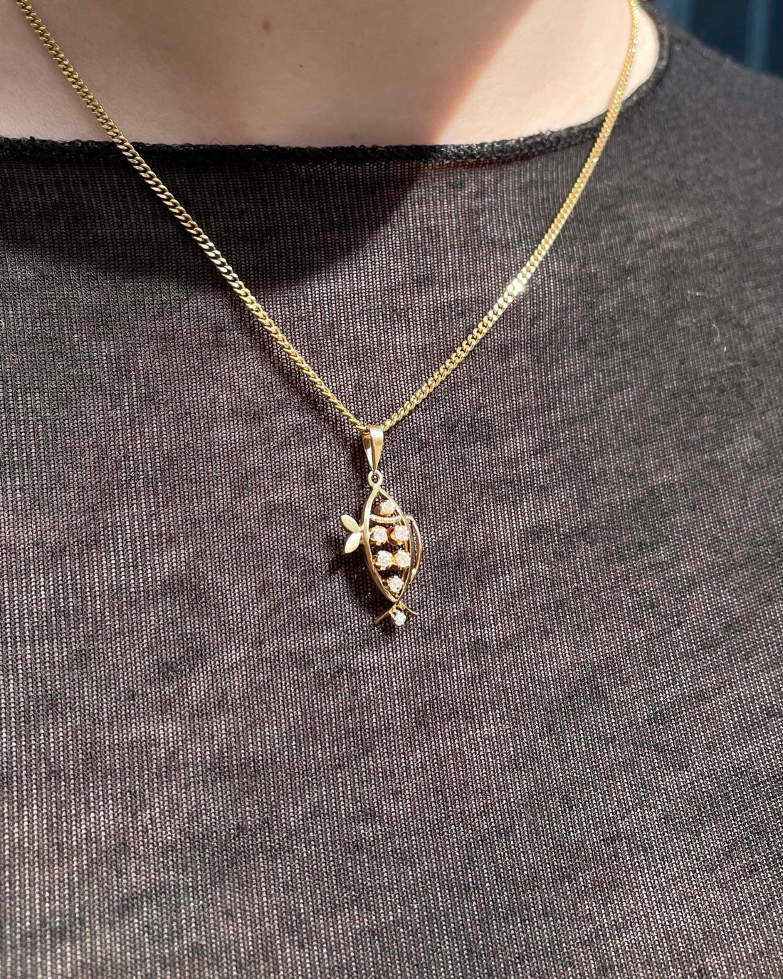 Pendentif Vintage Poisson Diamants  "Maurice"