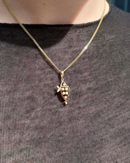 Pendentif Vintage Poisson Diamants  &quot;Maurice&quot;