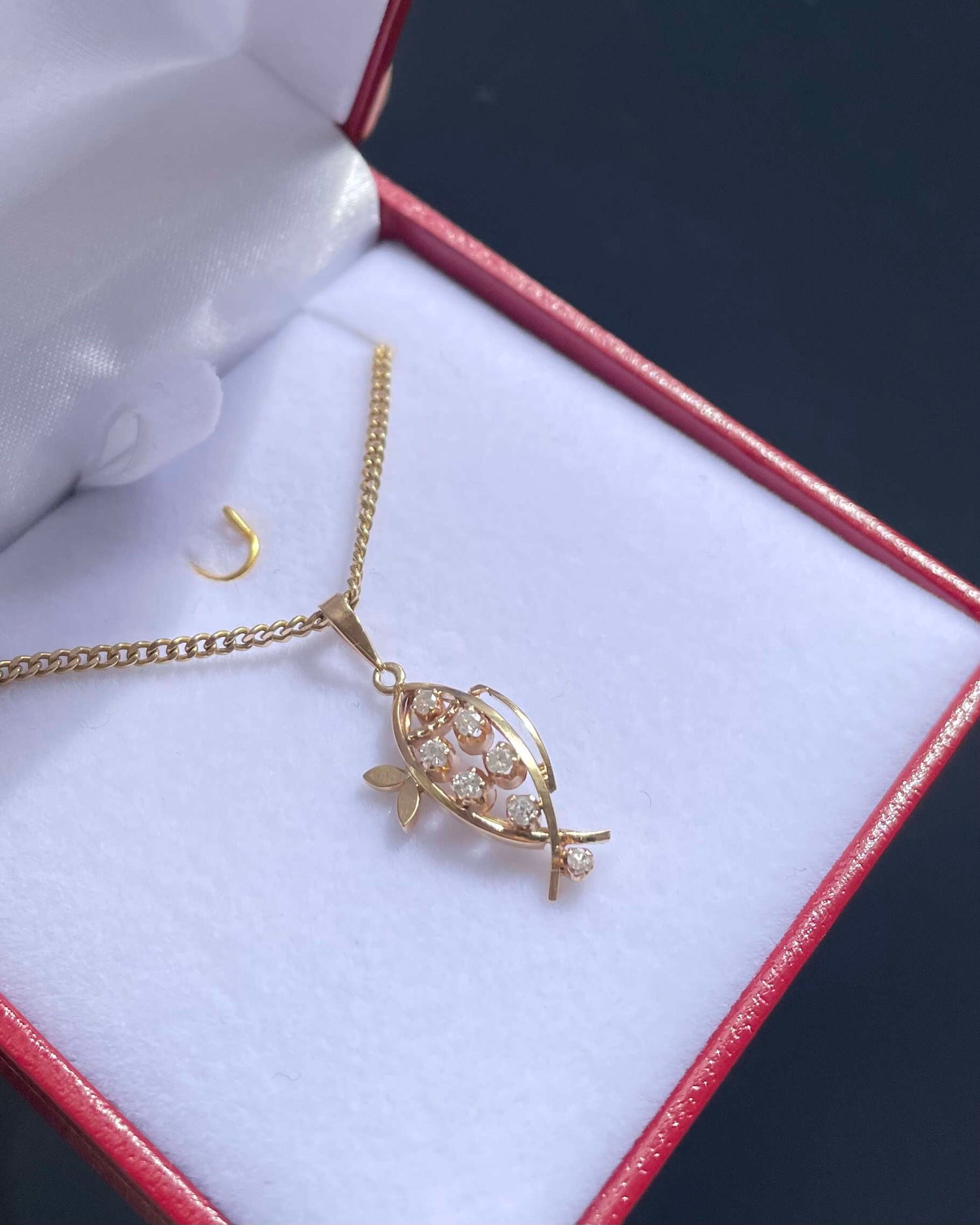 Pendentif Vintage Poisson Diamants  &quot;Maurice&quot;