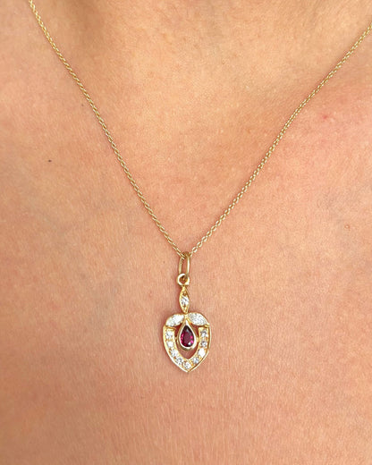 Pendentif Rubis 0.43 carat &amp; Diamants 0.30 carat "Augustine" - Elliade Paris