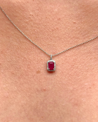 Pendentif Rubis 0.75 carat &amp; Diamants 0.22 carat "Lise" - Elliade Paris