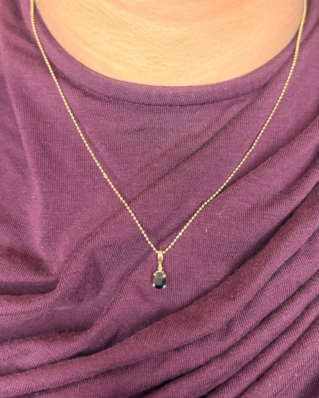 Pendentif Saphir 0.70 carat &amp; Diamant "Marin" - Elliade Paris