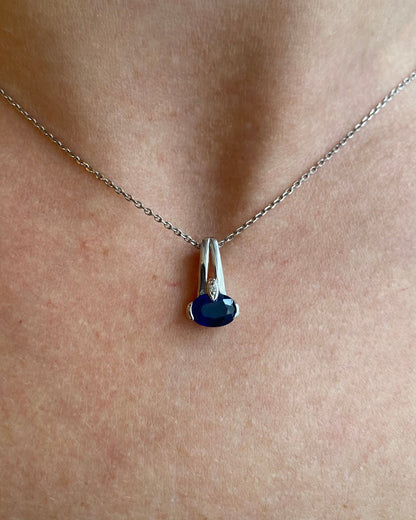 Pendentif Saphir 1 carat &amp; Diamant &quot;Lison&quot; - Elliade Paris