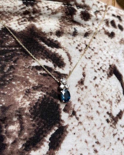 Pendentif Saphir 1 carat &amp; Diamants &quot;Carlota&quot; - Elliade Paris
