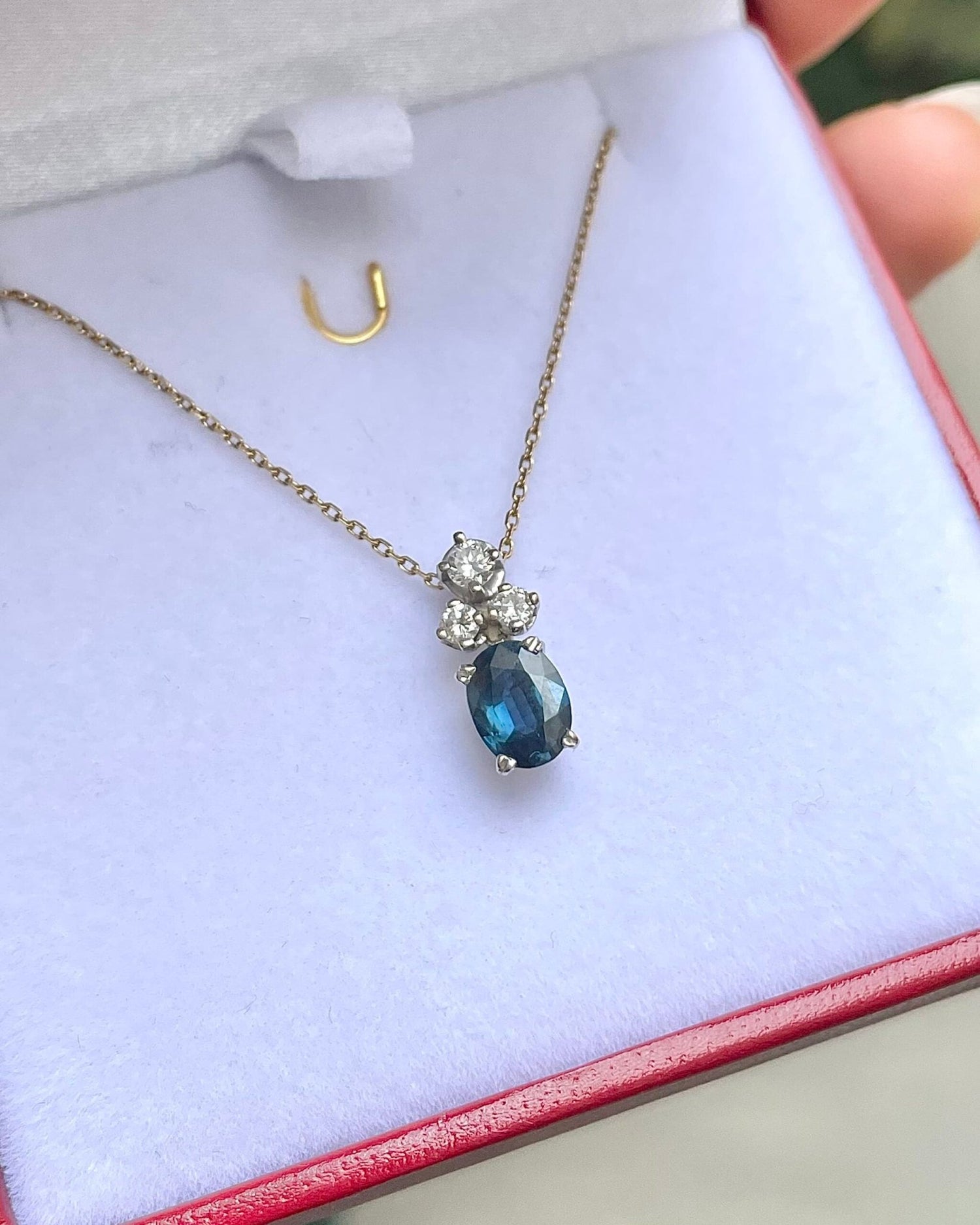 Pendentif Saphir 1 carat &amp; Diamants &quot;Carlota&quot; - Elliade Paris